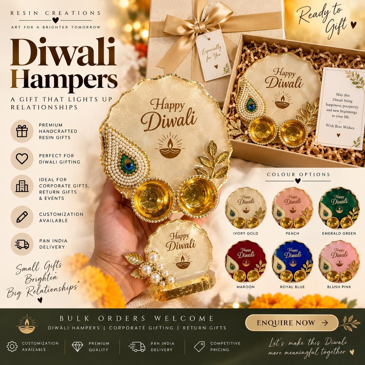 Diwali Peacock Pearl Roli Plate — 6 Inch Gift Hamper