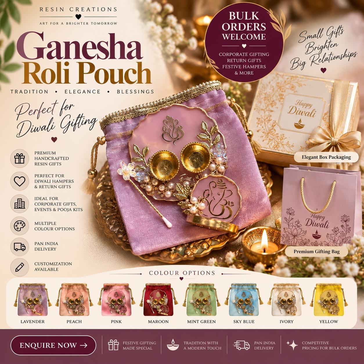 Ganesha Roli Pouch — Diwali Gift Hamper