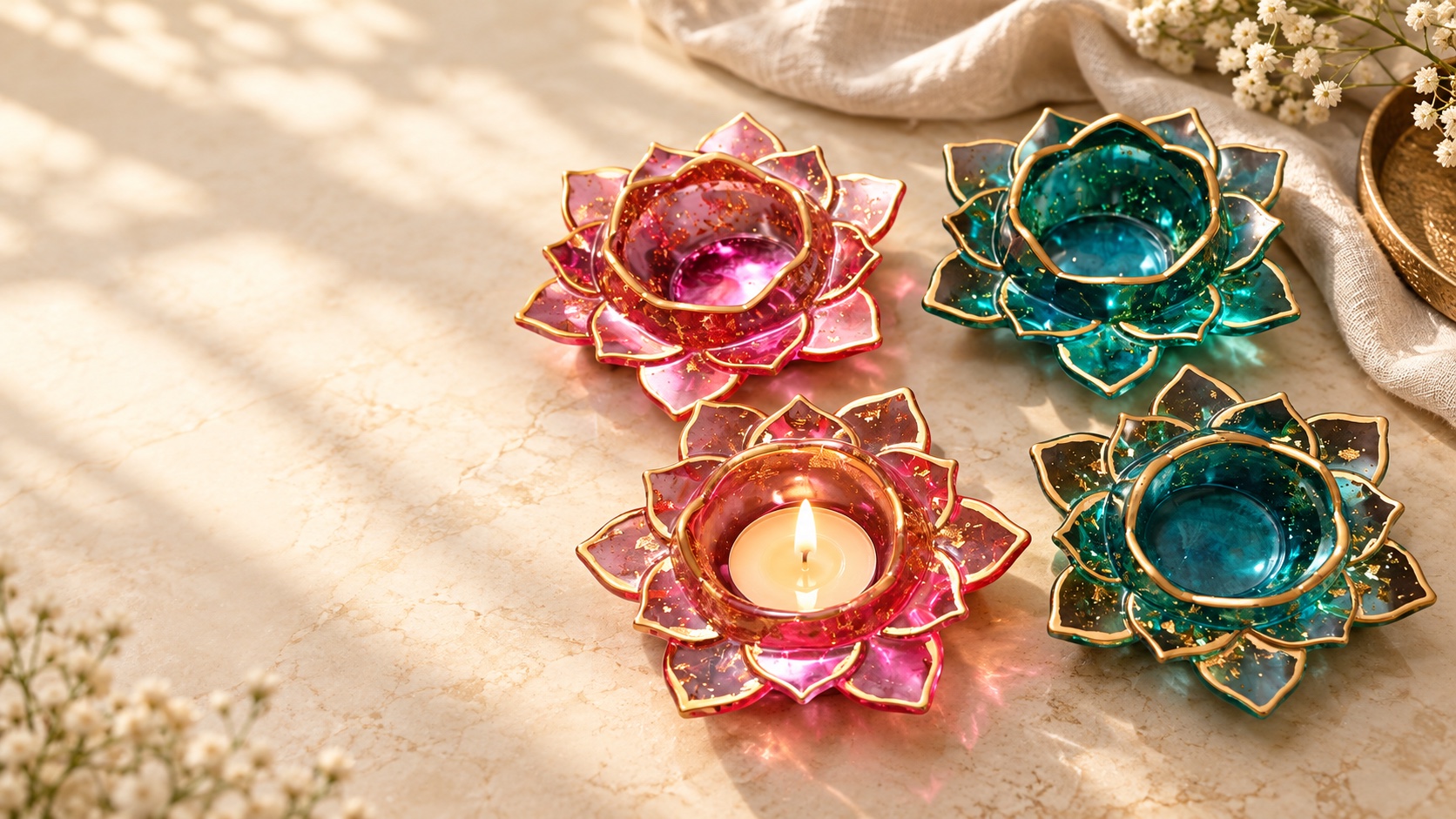 Diyas & Tea Lights resin artwork
