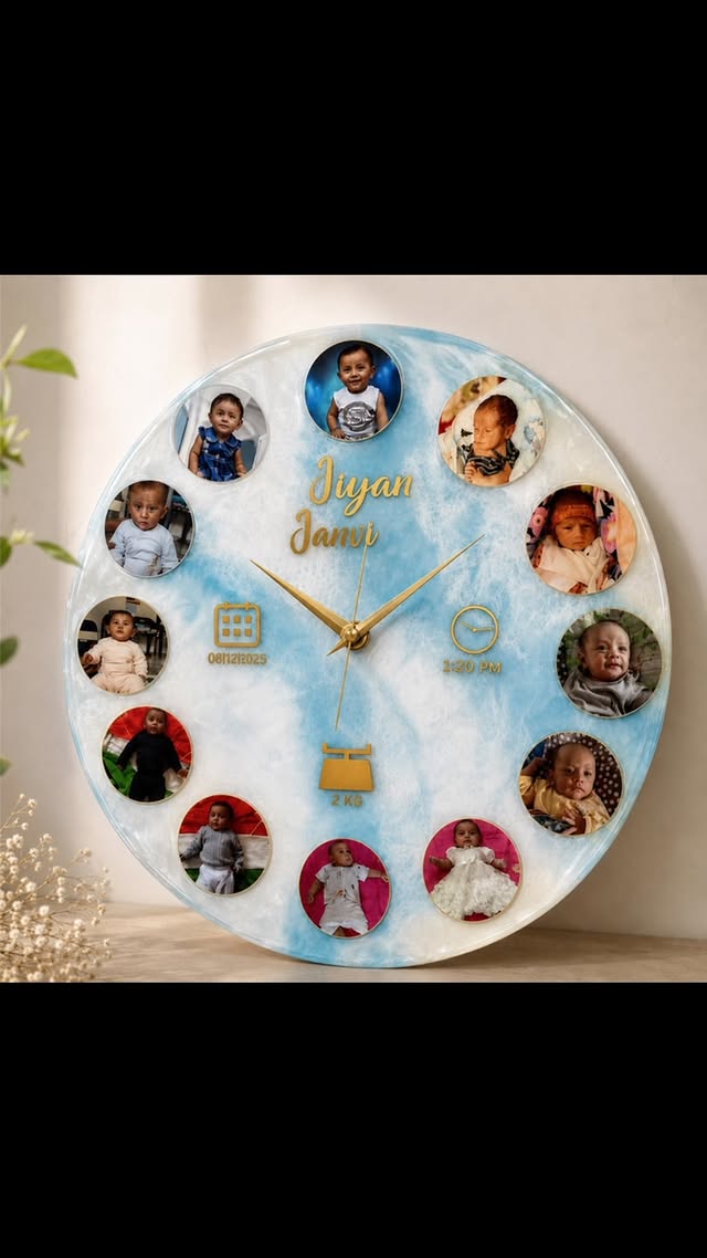 Baby Memory Resin Wall Clock — 18 Inch — reel cover